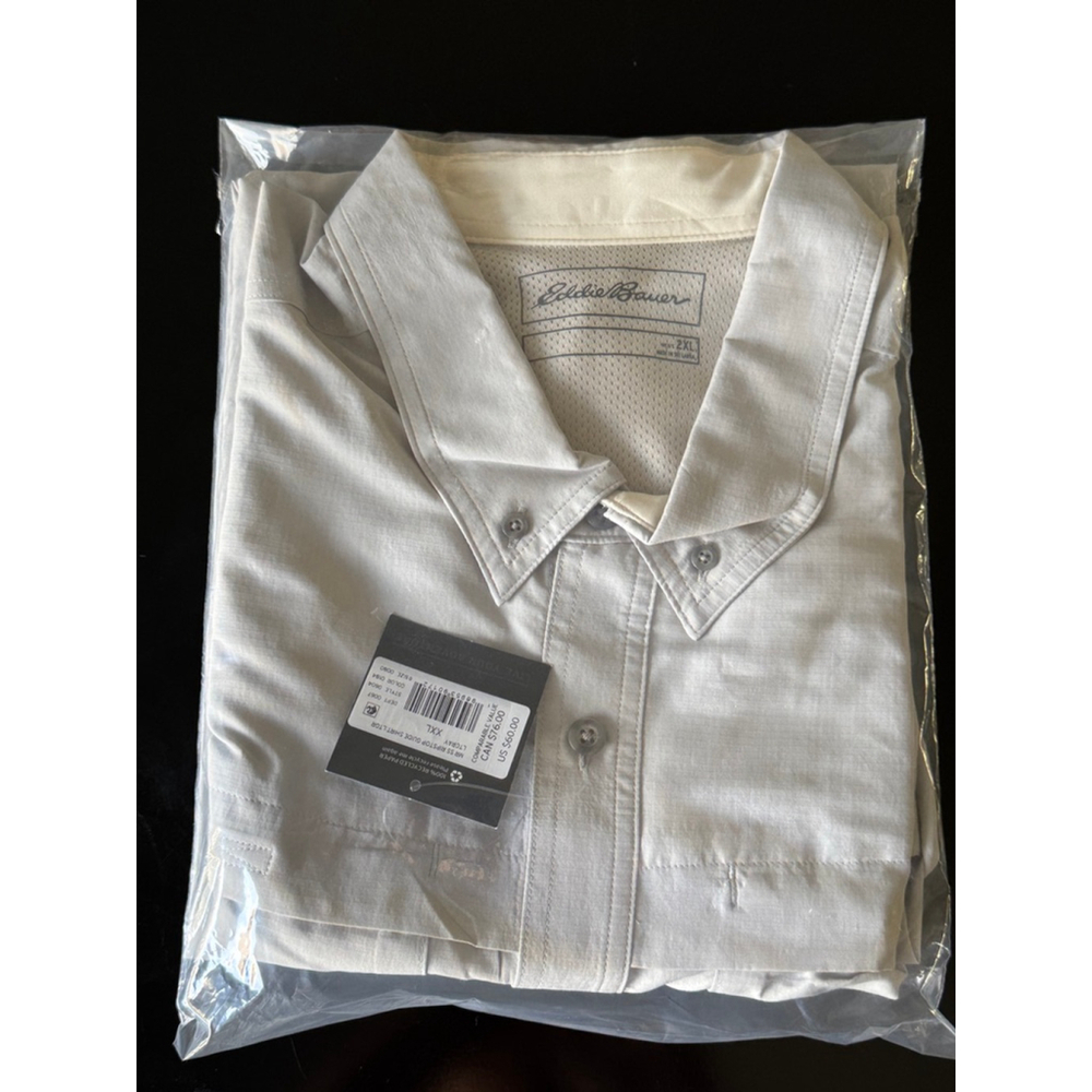 NWT Eddie Bauer Button-Down Shirt Size 2XL Light Grey - Picture 3 of 4